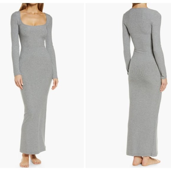 SKIMS Dresses & Skirts - NWT SOLD OUT! SKIMS SOFT LOUNGE LONG SLEEVE MAXI DRESS GRAPHITE US SIZE 2X